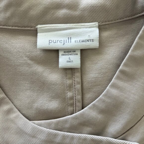 J. Jill Pure Jill Elements Draped-Front Jacket Womens SZL Beige Cotton Button - Picture 5 of 8